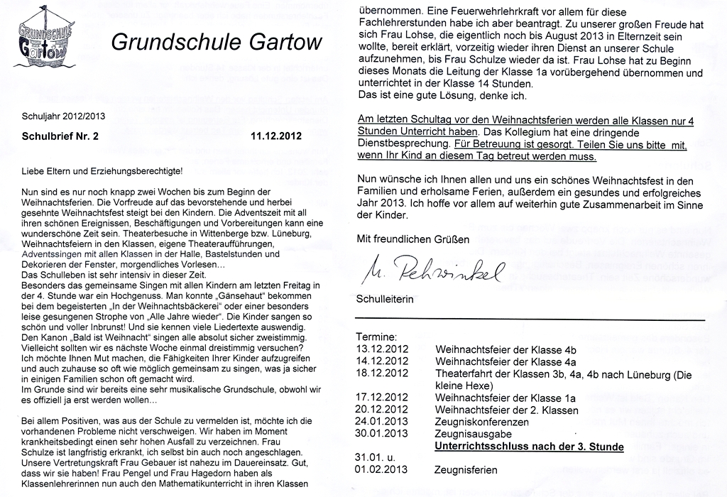 Schulbrief 2 / 11.12.2012