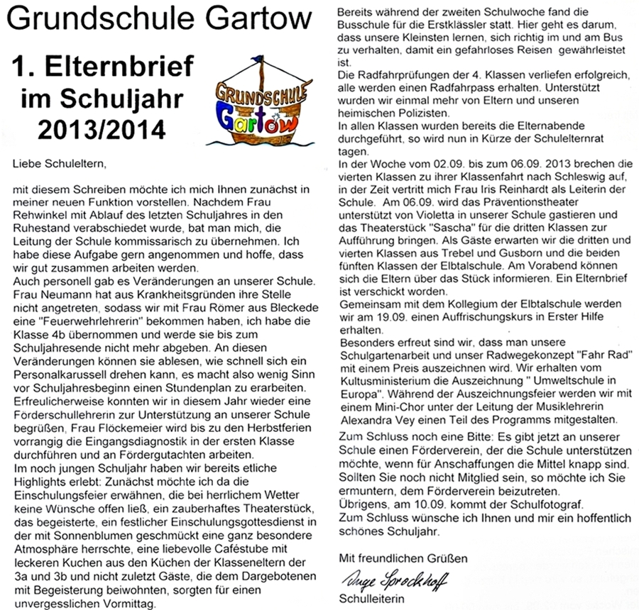 Schulbrief 1