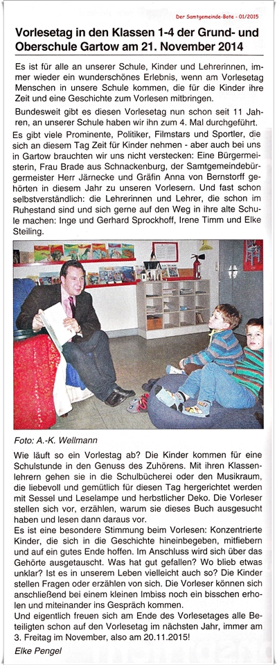 SG-Bote 01/2015: Vorlesetag